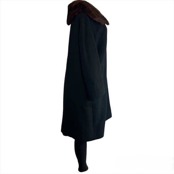 Black With Fur Trim Pea Coat - Picture 3 of 6